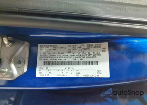 2017 Ford Escape S z USA, uszkodzony, nr VIN 1FMCU0F71HUD27383